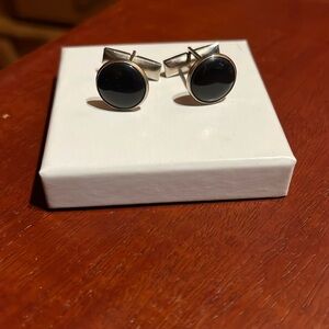 PIONEER VINTAGE BLACK AND SILVERTONE CUFF LINKS